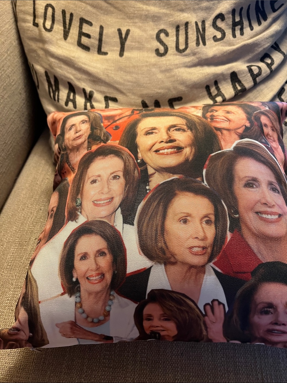 Novelty Portrait Accent Pillow in Multi-Color